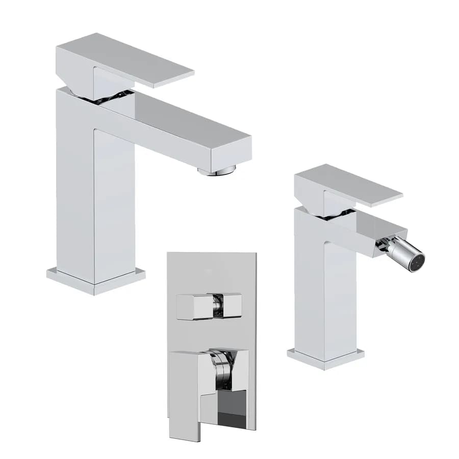 Set miscelatore lavabo e bidet con incasso doccia con deviatore cromo – Kyria