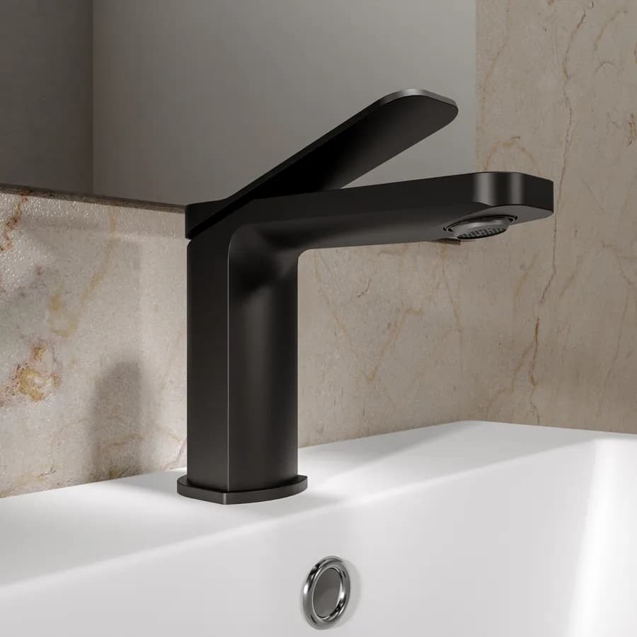 Set miscelatore lavabo e bidet con incasso doccia con deviatore nero – Wing