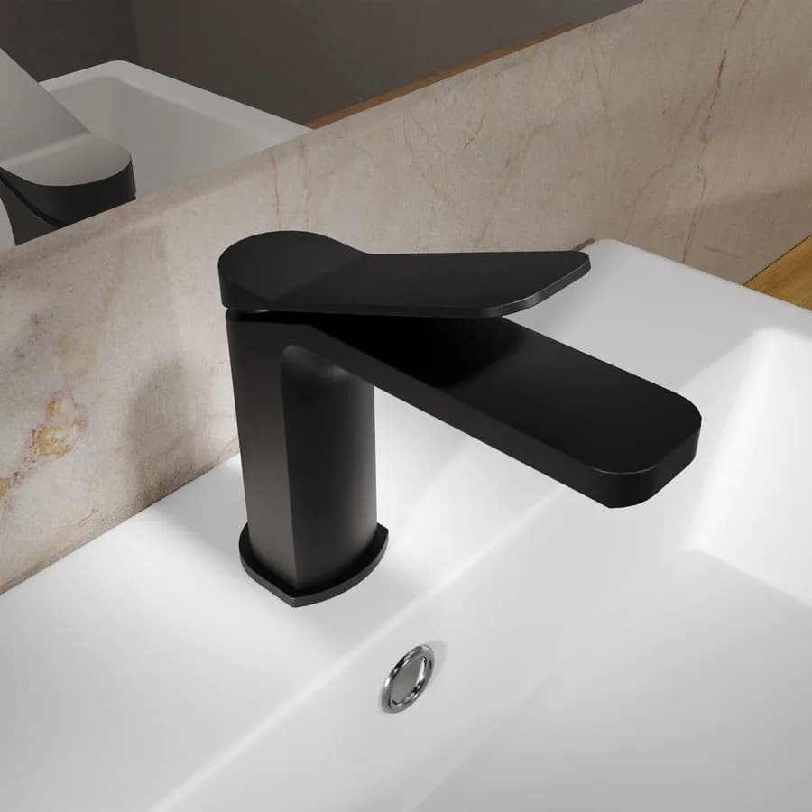 Set miscelatore lavabo e bidet con incasso doccia con deviatore nero – Wing