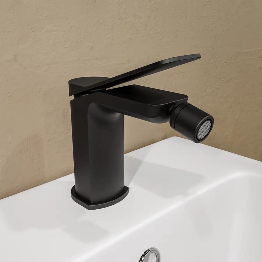 Set miscelatore lavabo e bidet con incasso doccia con deviatore nero – Wing