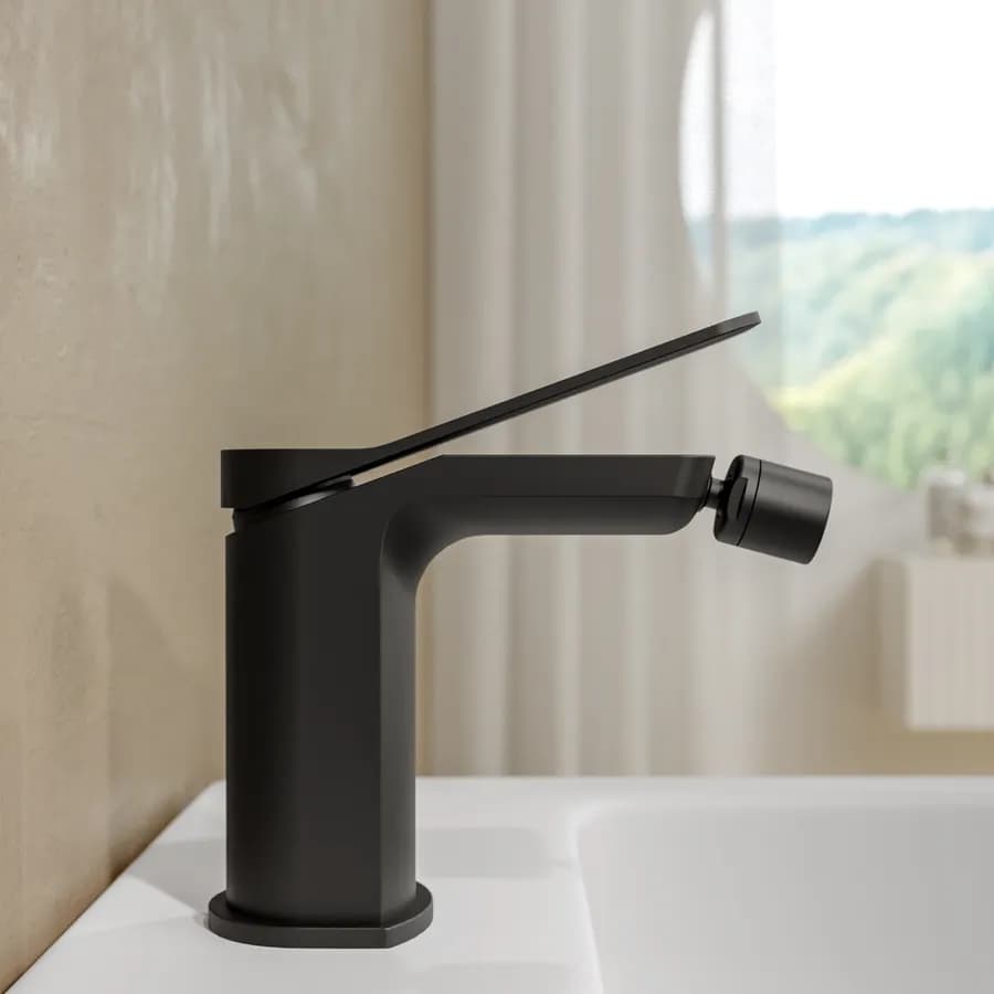 Set miscelatore lavabo e bidet con incasso doccia con deviatore nero – Wing