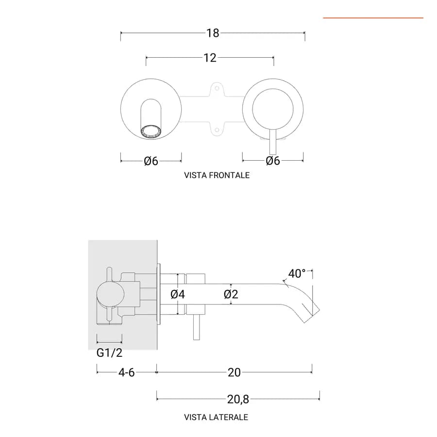 Set miscelatore lavabo a muro canna 20 cm e bidet con incasso doccia con deviatore acciaio inox 316 – Pure