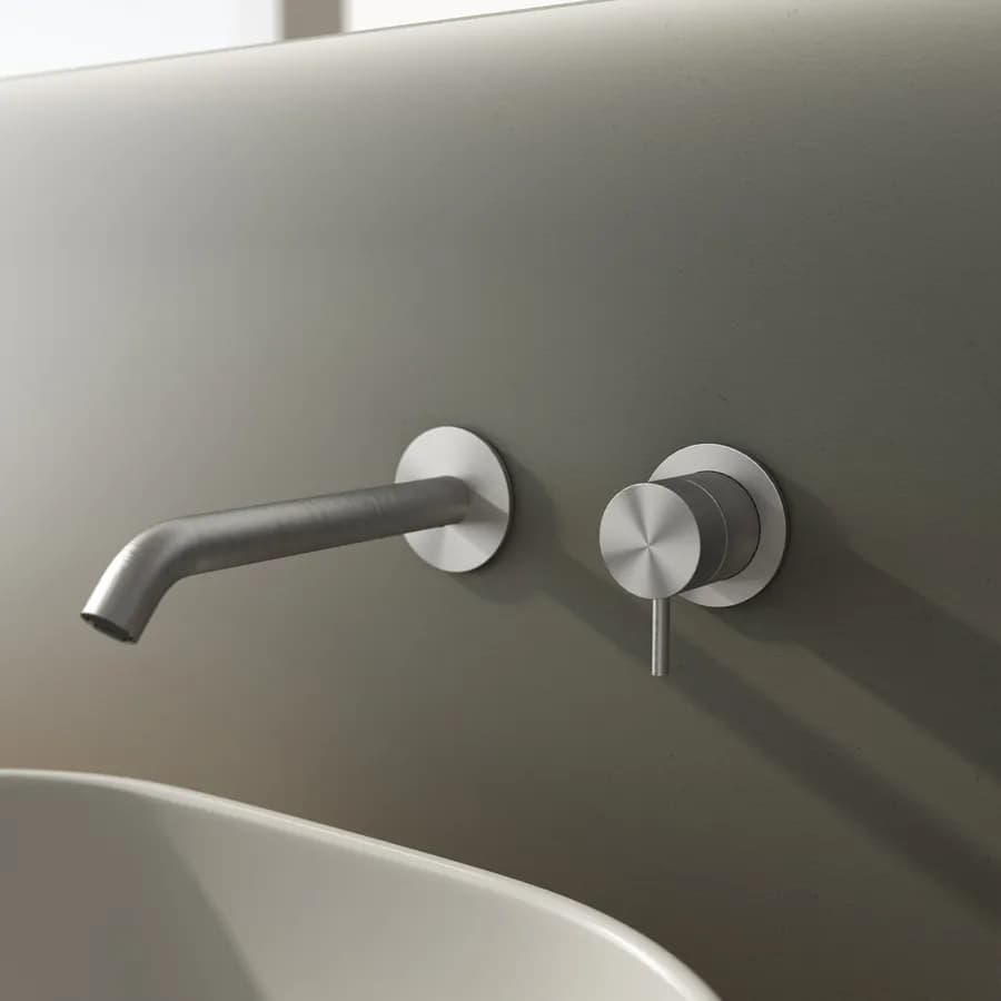 Set miscelatore lavabo a muro canna 20 cm e bidet con incasso doccia con deviatore acciaio inox 316 – Pure