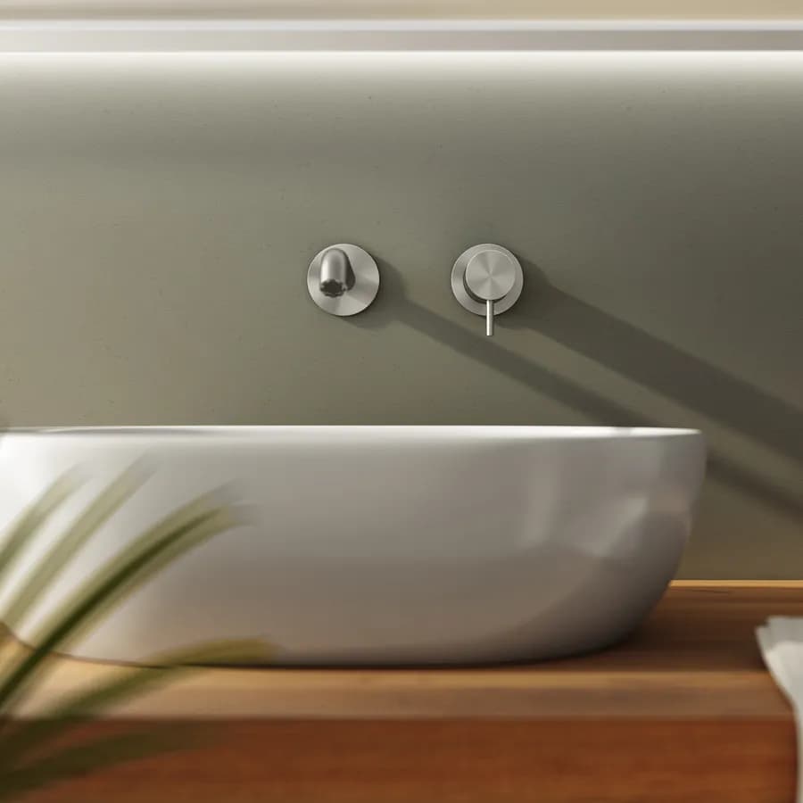 Set miscelatore lavabo a muro canna 20 cm e bidet con incasso doccia con deviatore acciaio inox 316 – Pure