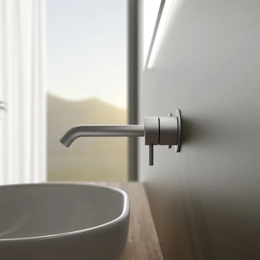 Set miscelatore lavabo a muro canna 20 cm e bidet con incasso doccia con deviatore acciaio inox 316 – Pure