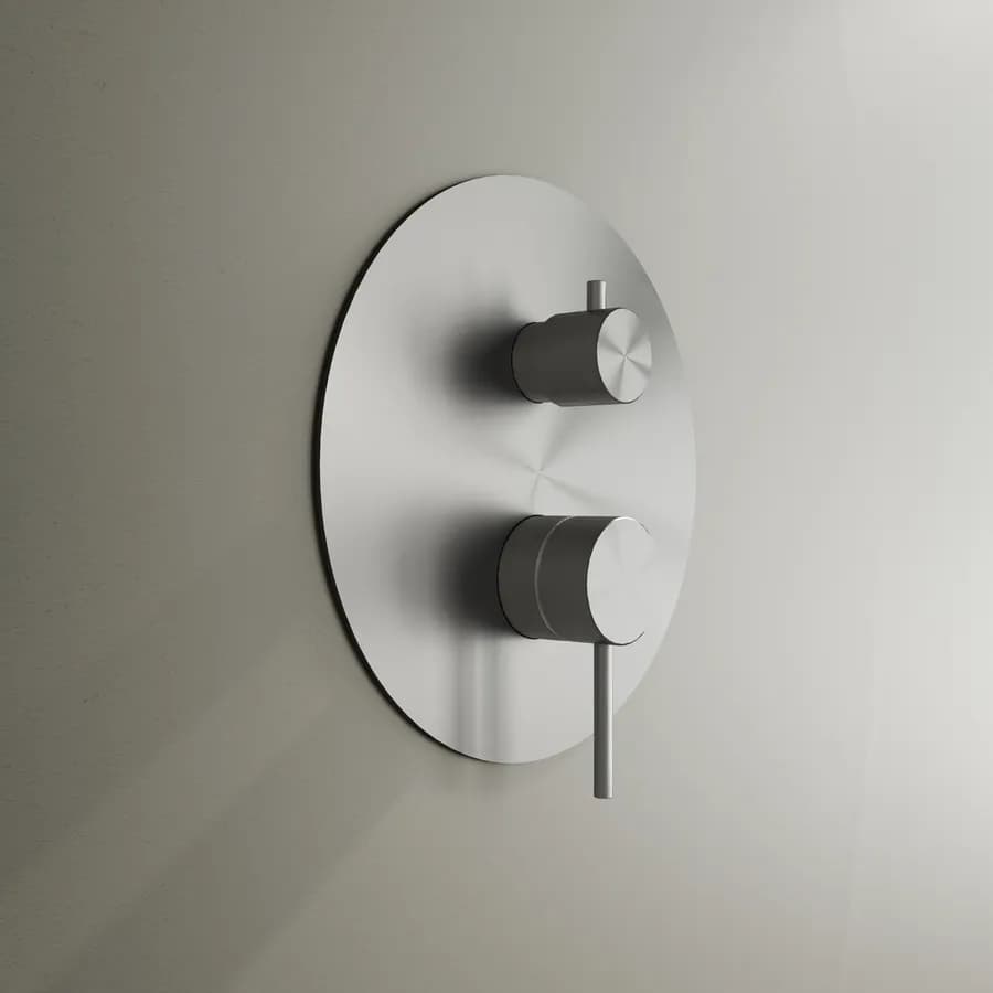 Set miscelatore lavabo a muro canna 20 cm e bidet con incasso doccia con deviatore acciaio inox 316 – Pure