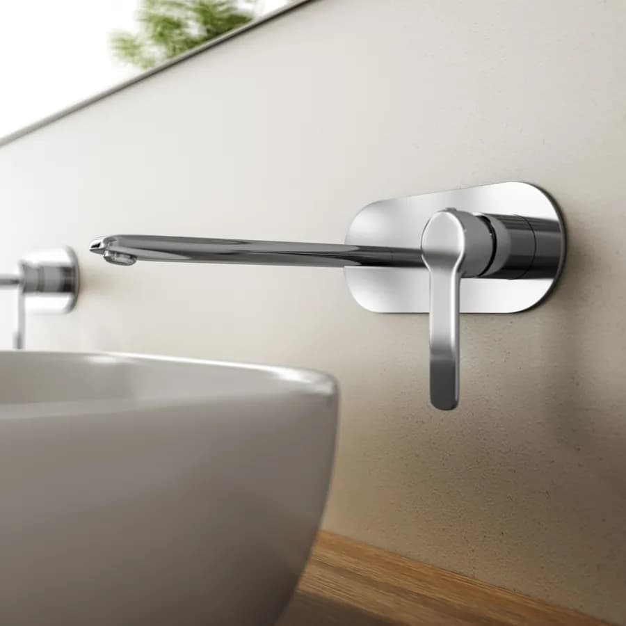 Set miscelatore lavabo a muro con piastra e bidet cromo – Tila
