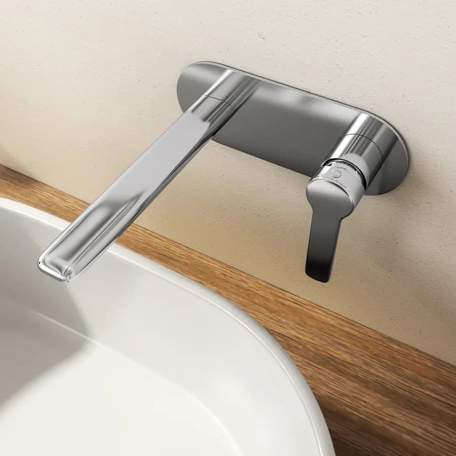 Set miscelatore lavabo a muro con piastra e bidet cromo – Tila