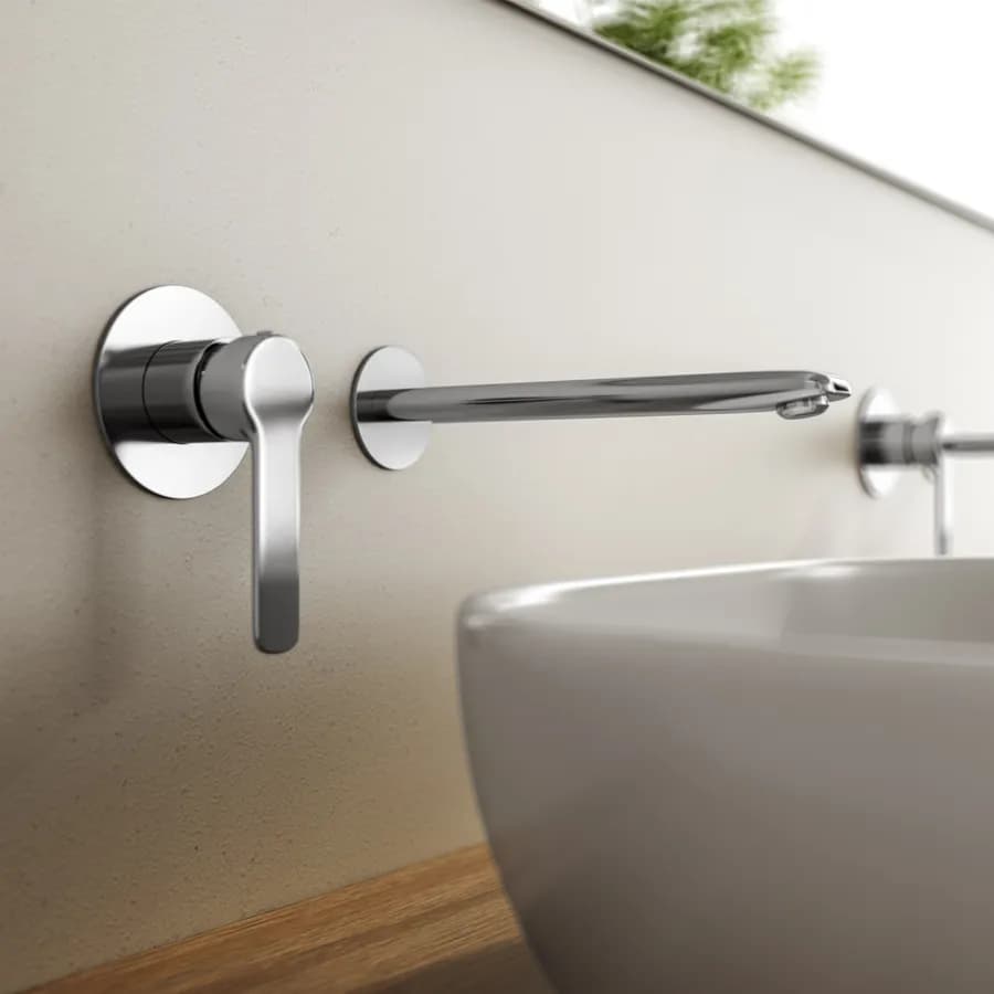 Set miscelatore lavabo a muro e bidet con incasso doccia con deviatore cromo – Tila