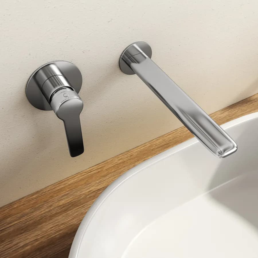 Set miscelatore lavabo a muro e bidet con incasso doccia con deviatore cromo – Tila