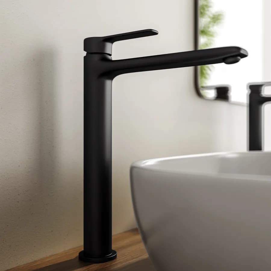 Set miscelatore lavabo alto e bidet con incasso doccia con deviatore nero – Tila