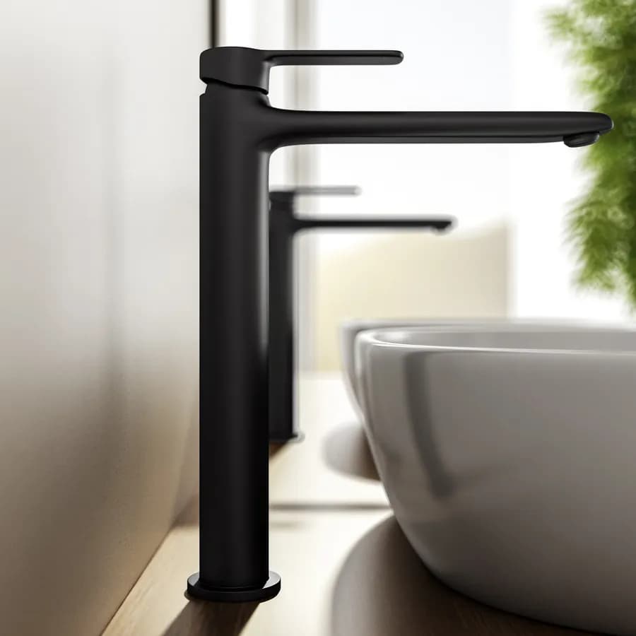 Set miscelatore lavabo alto e bidet con incasso doccia con deviatore nero – Tila