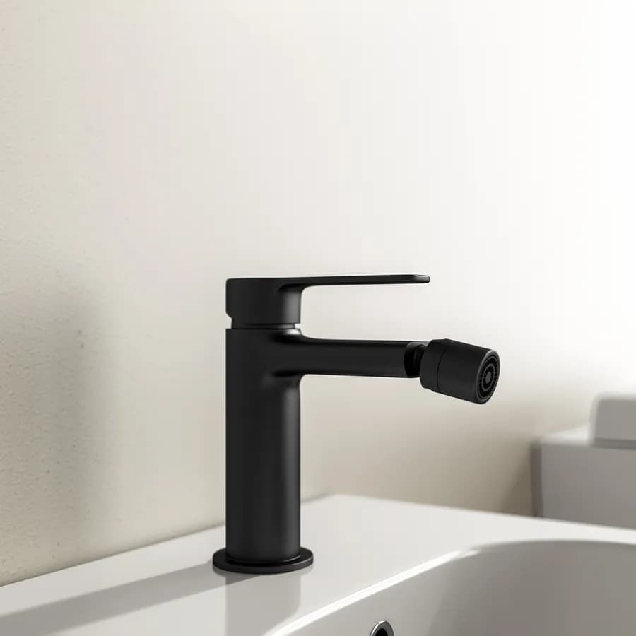 Set miscelatore lavabo alto e bidet con incasso doccia con deviatore nero – Tila