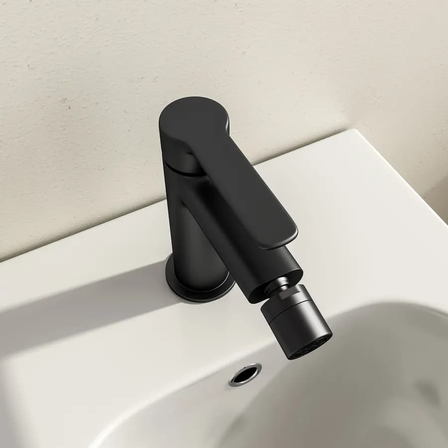 Set miscelatore lavabo alto e bidet con incasso doccia con deviatore nero – Tila