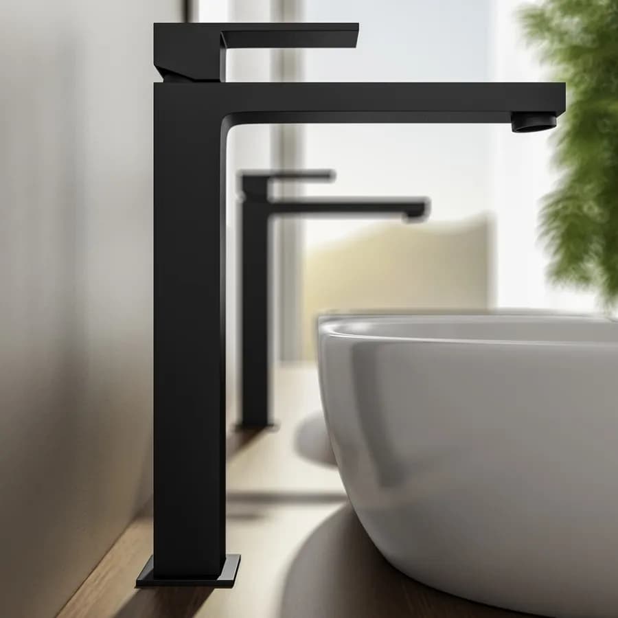 Set miscelatore lavabo alto e bidet con incasso doccia con deviatore nero – Tiamat