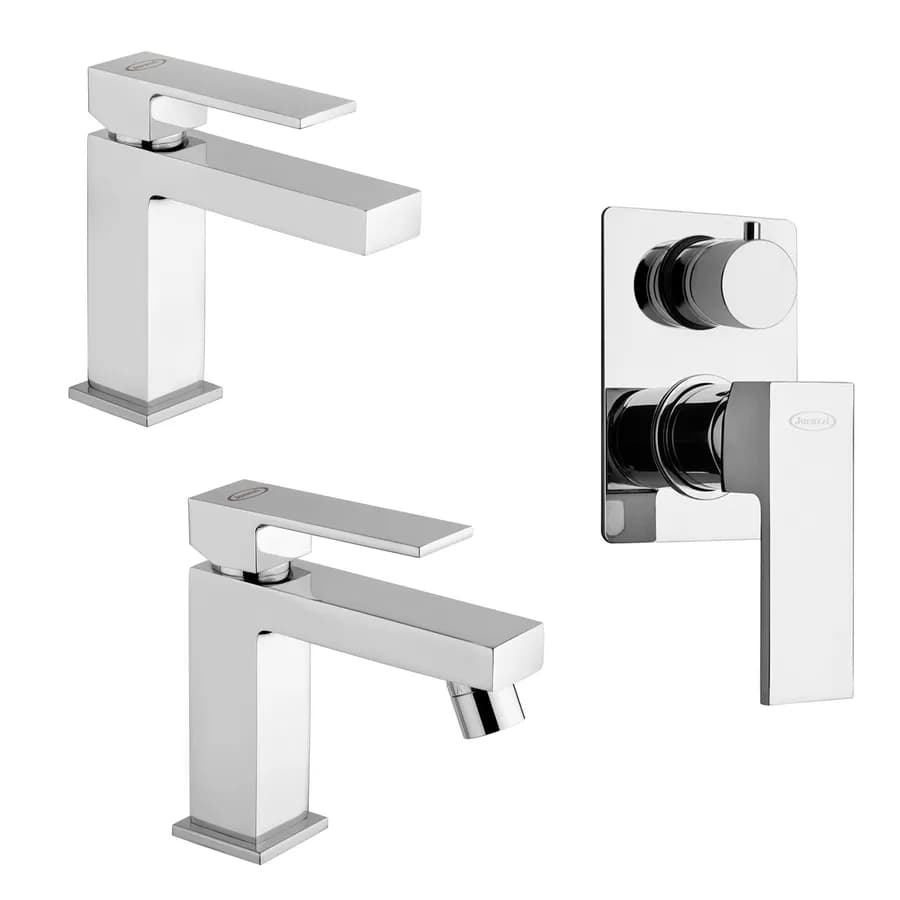 Set miscelatori lavabo bidet doccia a incasso con deviatore per piletta click clack Jacuzzi - Rubinetteria Crux