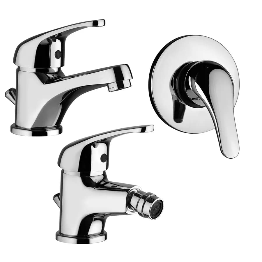 Set miscelatori lavabo bidet e doccia in ottone cromato Serie ENERGY