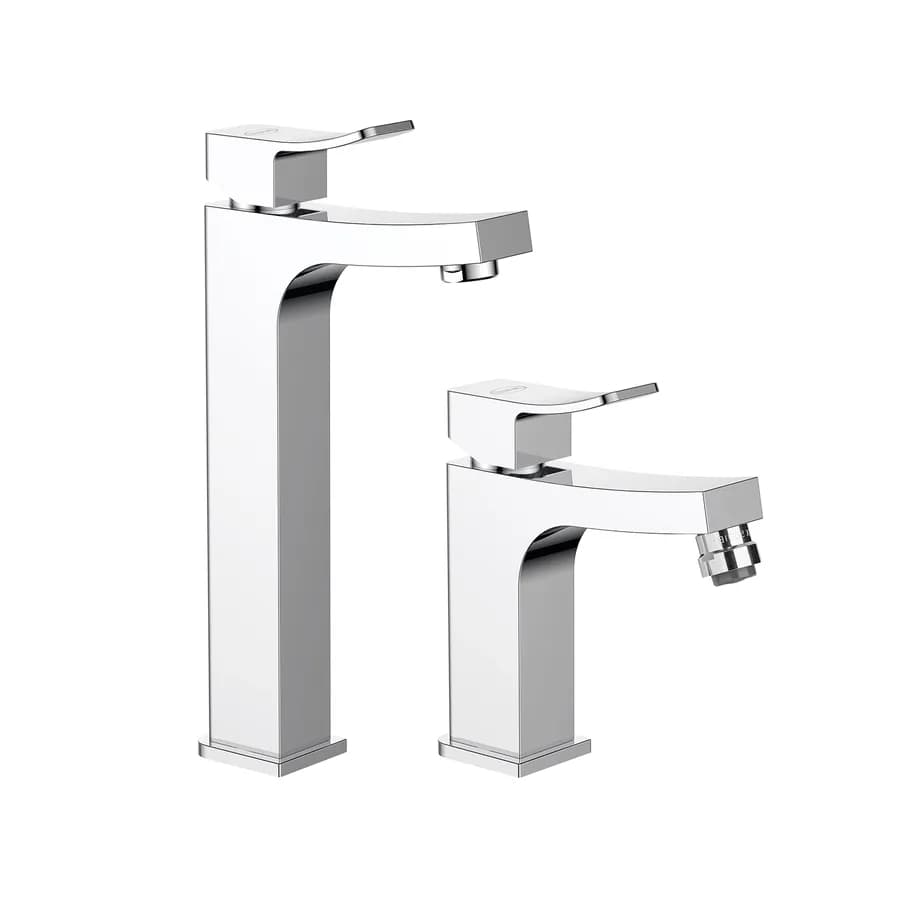 Set miscelatori lavabo canna alta e bidet per piletta click clack Jacuzzi - Rubinetteria Tanka ottone cromato