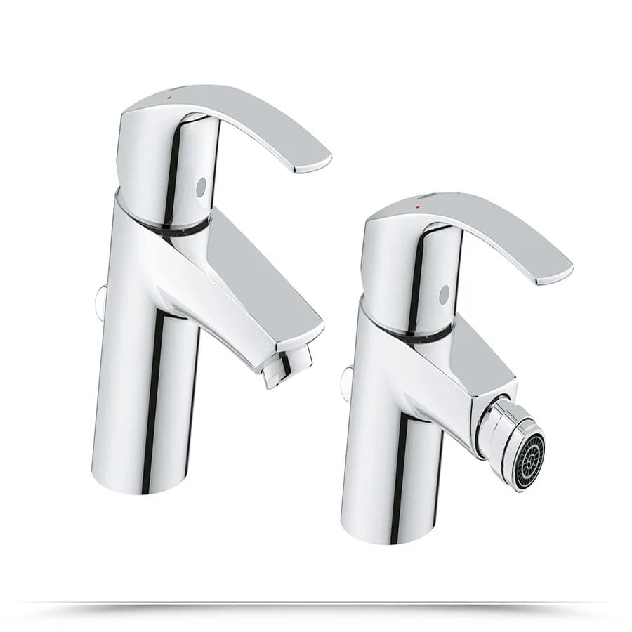 Set miscelatori lavabo e bidet Grohe Eurosmart New taglia S monocomando con piletta di scarico