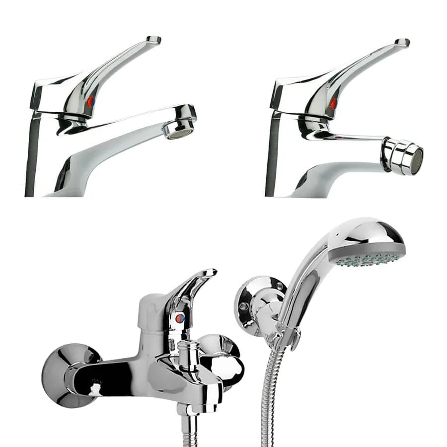 Set miscelatori Paini Pilot lavabo bidet e gruppo vasca