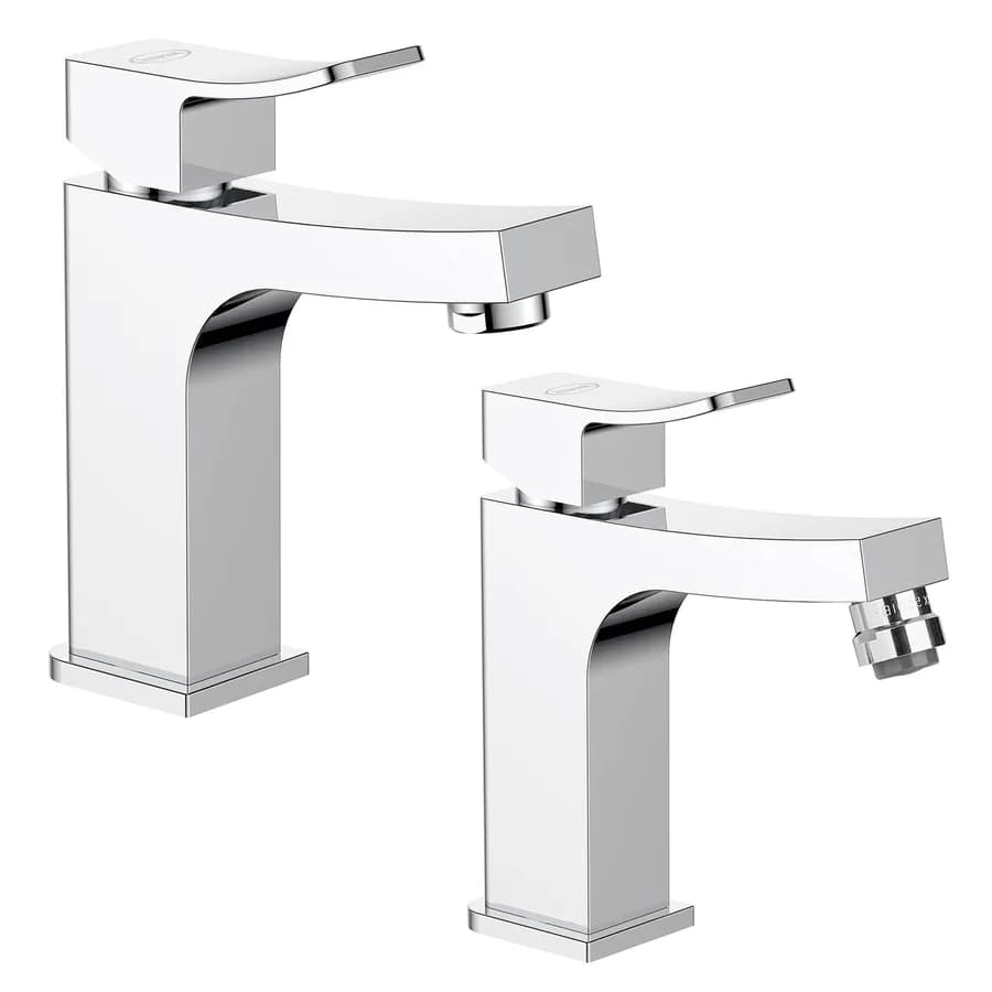 Set miscelatori per lavabo e bidet per piletta click clack Jacuzzi - Rubinetteria Tanka ottone cromato