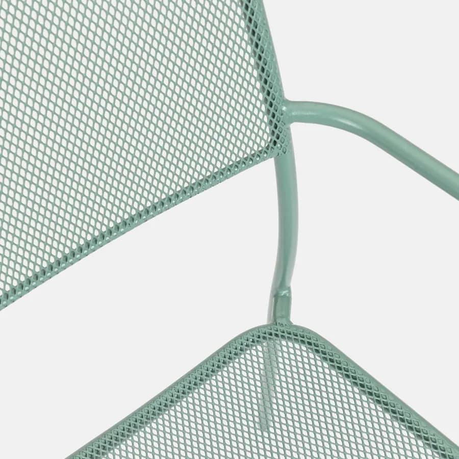 Set pranzo con tavolo 150x80 cm e 4 sedie con braccioli in acciaio verde marino - Faber