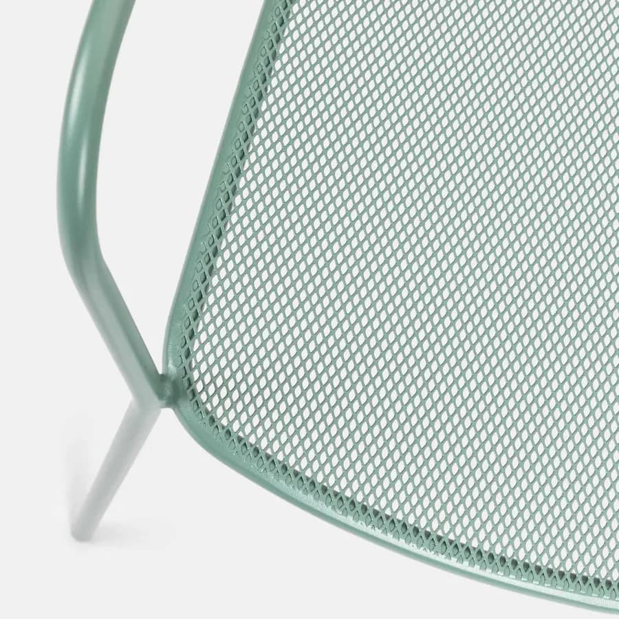 Set pranzo con tavolo 150x80 cm e 4 sedie con braccioli in acciaio verde marino - Faber