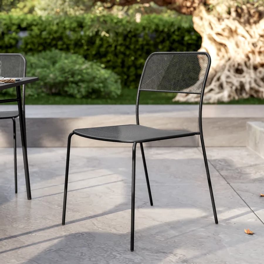 Set pranzo con tavolo 150x80 cm e 4 sedie in acciaio nero - Faber