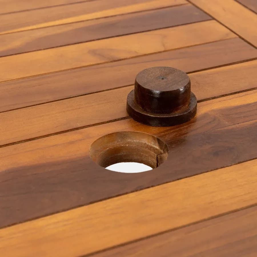 Set pranzo tavolo 120/170x120 cm e 4 sedie con braccioli in legno teak - Louis