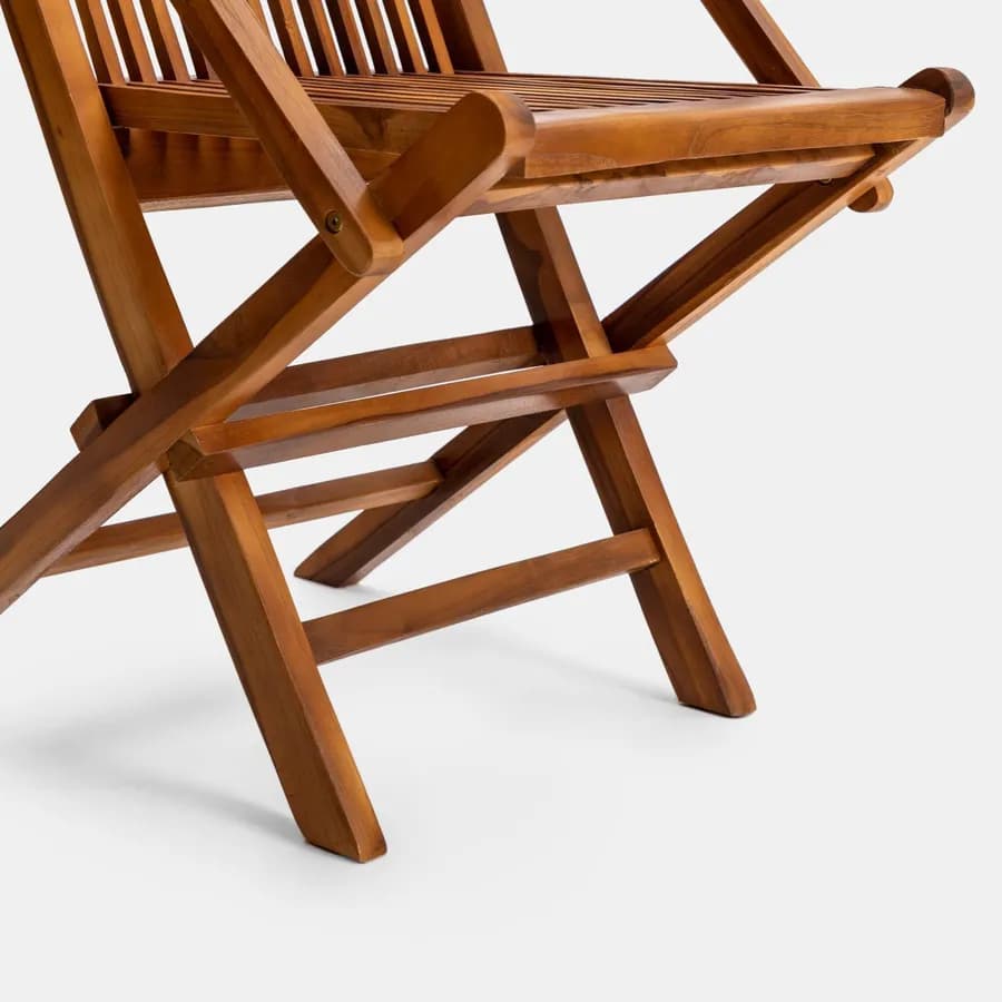 Set pranzo tavolo 120/170x120 cm e 4 sedie con braccioli in legno teak - Louis