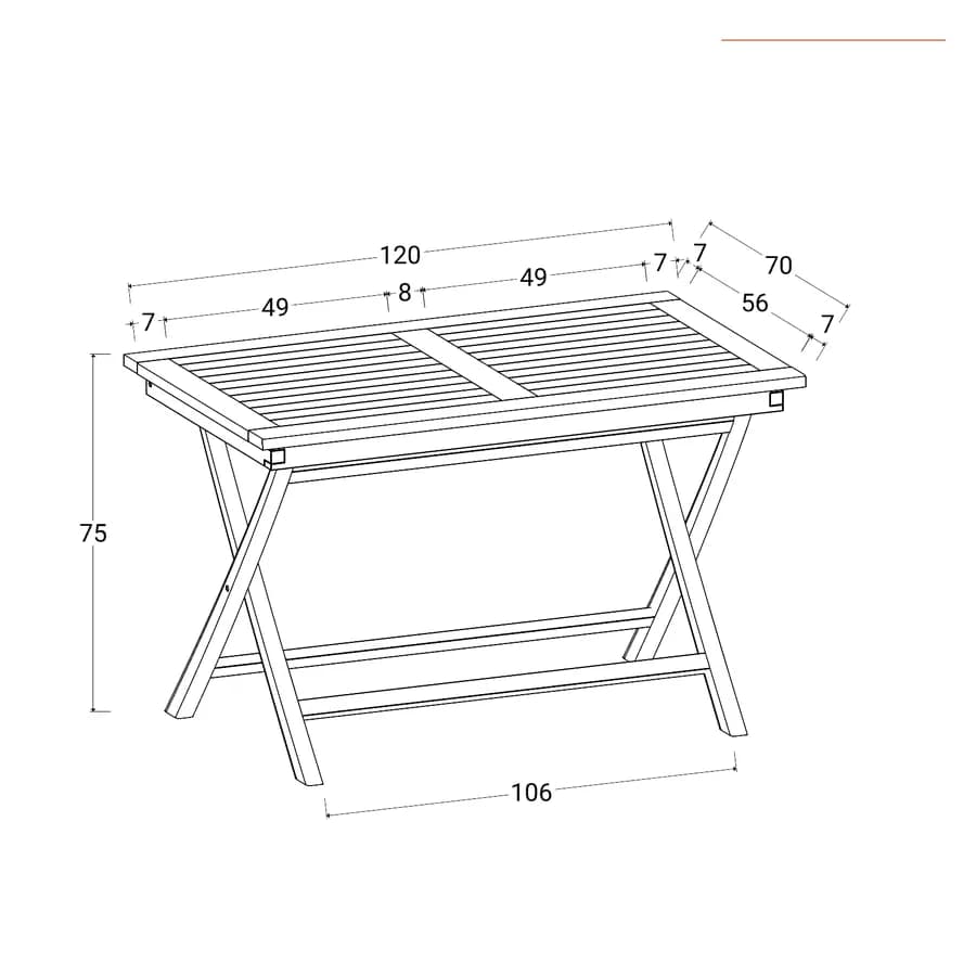 Set pranzo tavolo 120x70 cm e 4 sedie in legno teak - Louis