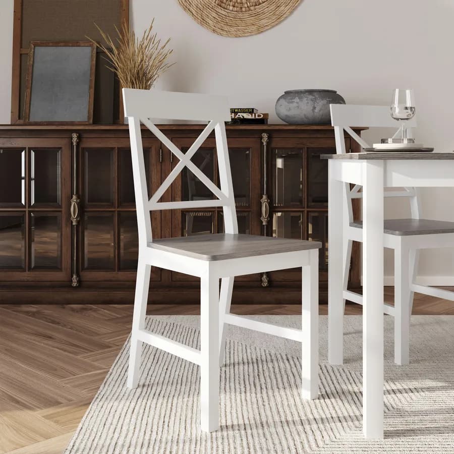 Set pranzo con tavolo e 4 sedie bianco e grigio chiaro - Morello