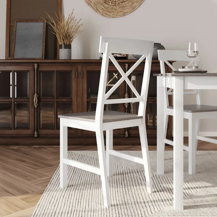 Set pranzo con tavolo e 4 sedie bianco e grigio chiaro - Morello
