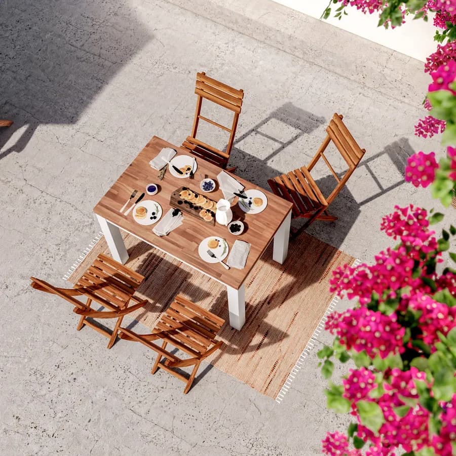 Set pranzo tavolo 115x70 cm e 4 sedie pieghevoli in legno di acacia - Paja