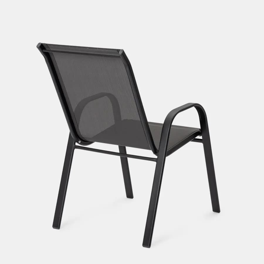 Set pranzo tavolo 150x90 cm e 4 sedie con braccioli in acciaio e textilene antracite - Ninfa