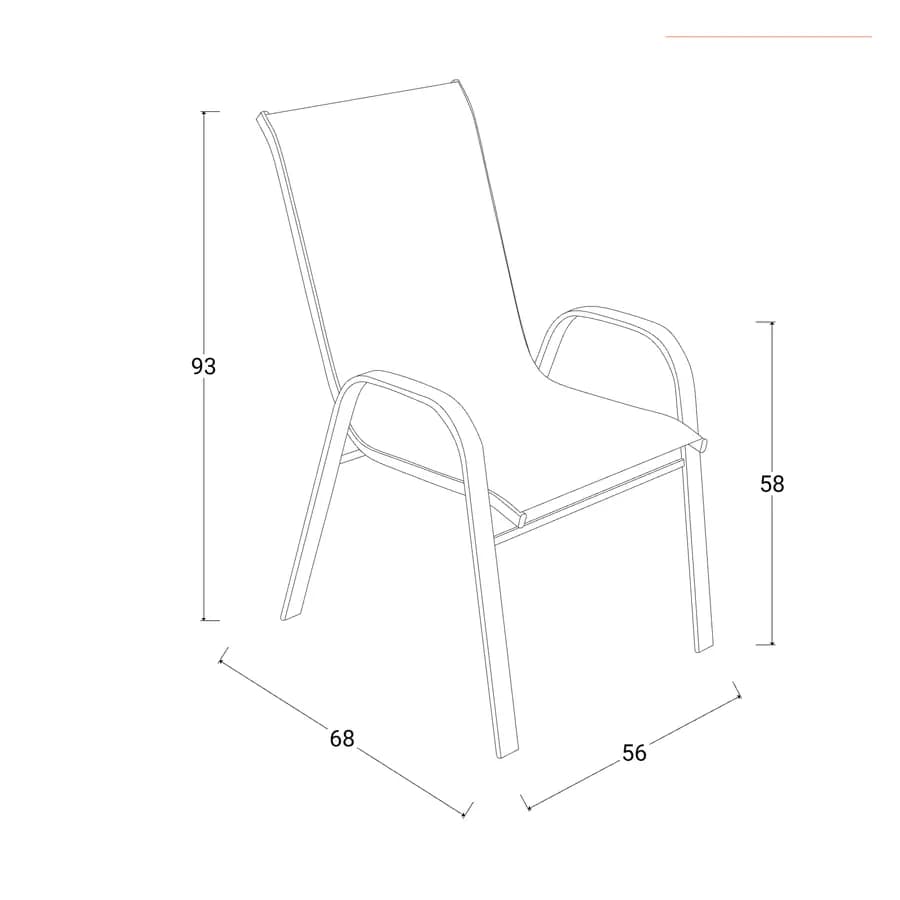 Set pranzo tavolo 150x90 cm e 4 sedie con braccioli in acciaio e textilene marrone - Ninfa