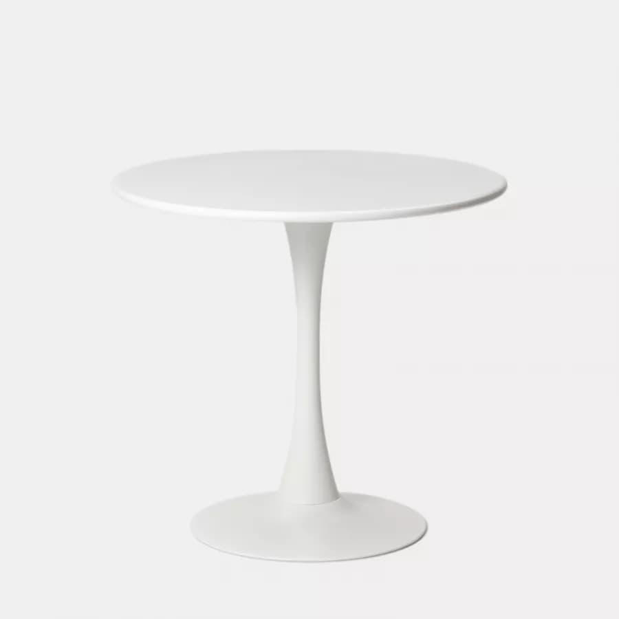 Set pranzo con tavolo rotondo 80 cm e 4 sedie impilabili in polipropilene bianco - Tulipano