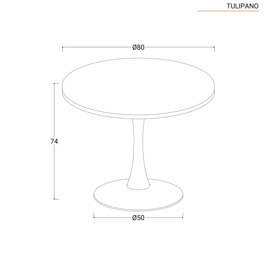 Set pranzo con tavolo rotondo 80 cm e 4 sedie impilabili in polipropilene cacao - Tulipano