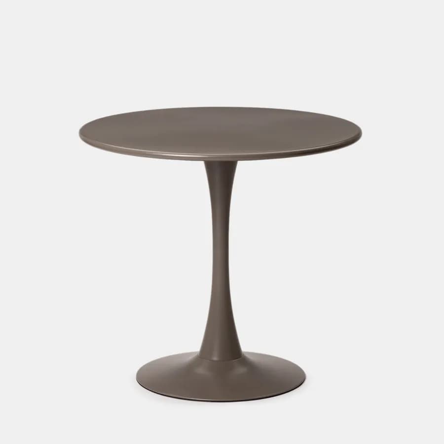 Set pranzo con tavolo rotondo 80 cm e 4 sedie impilabili in polipropilene cacao - Tulipano
