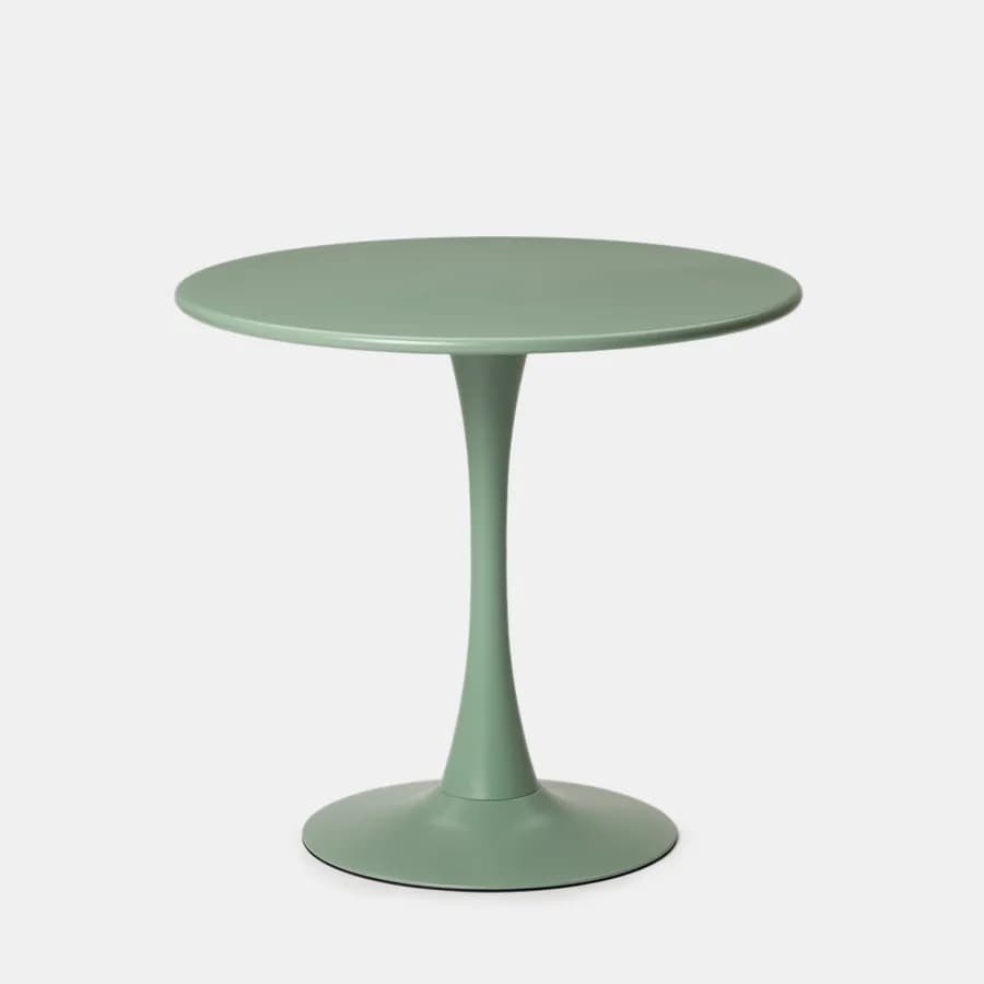 Set pranzo con tavolo rotondo 80 cm e 4 sedie impilabili in polipropilene verde giada - Tulipano