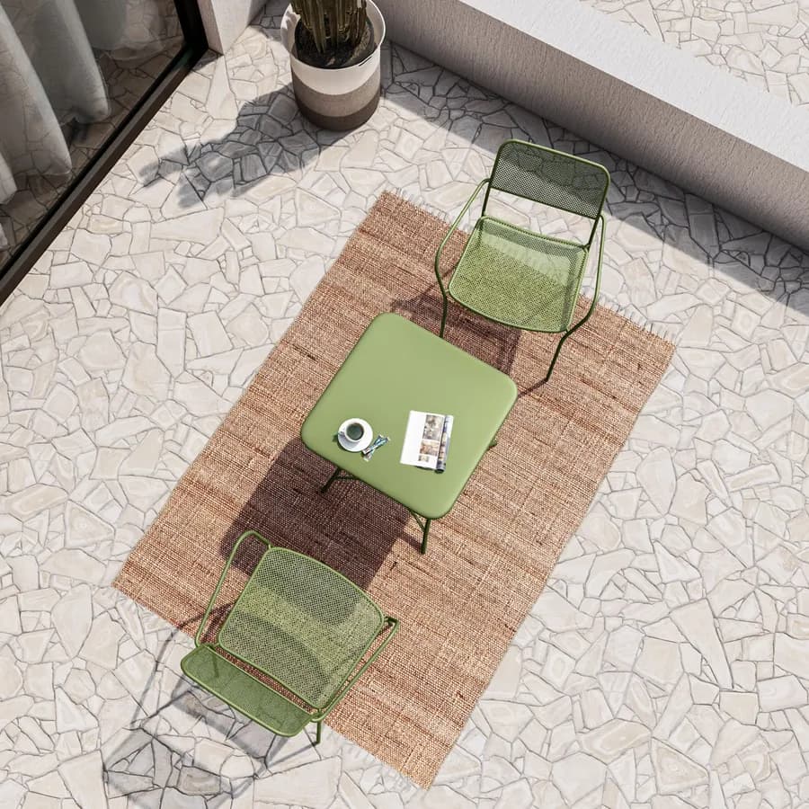Set bistrot tavolo pieghevole 60x60 cm e 2 sedie con braccioli in acciaio verde oliva - Faber