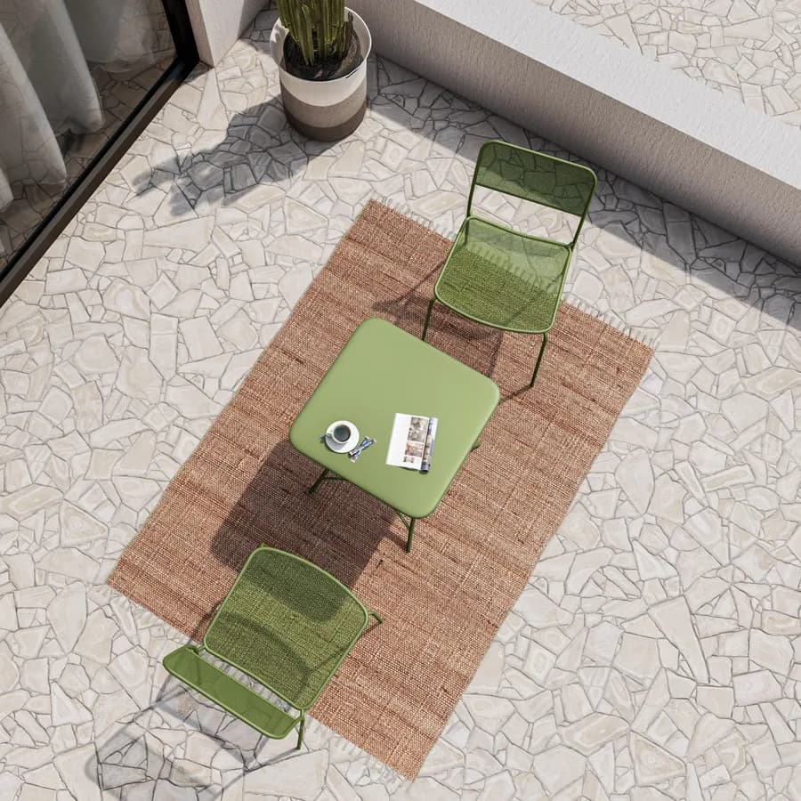 Set bistrot tavolo pieghevole 60x60 cm e 2 sedie in acciaio verde oliva - Faber