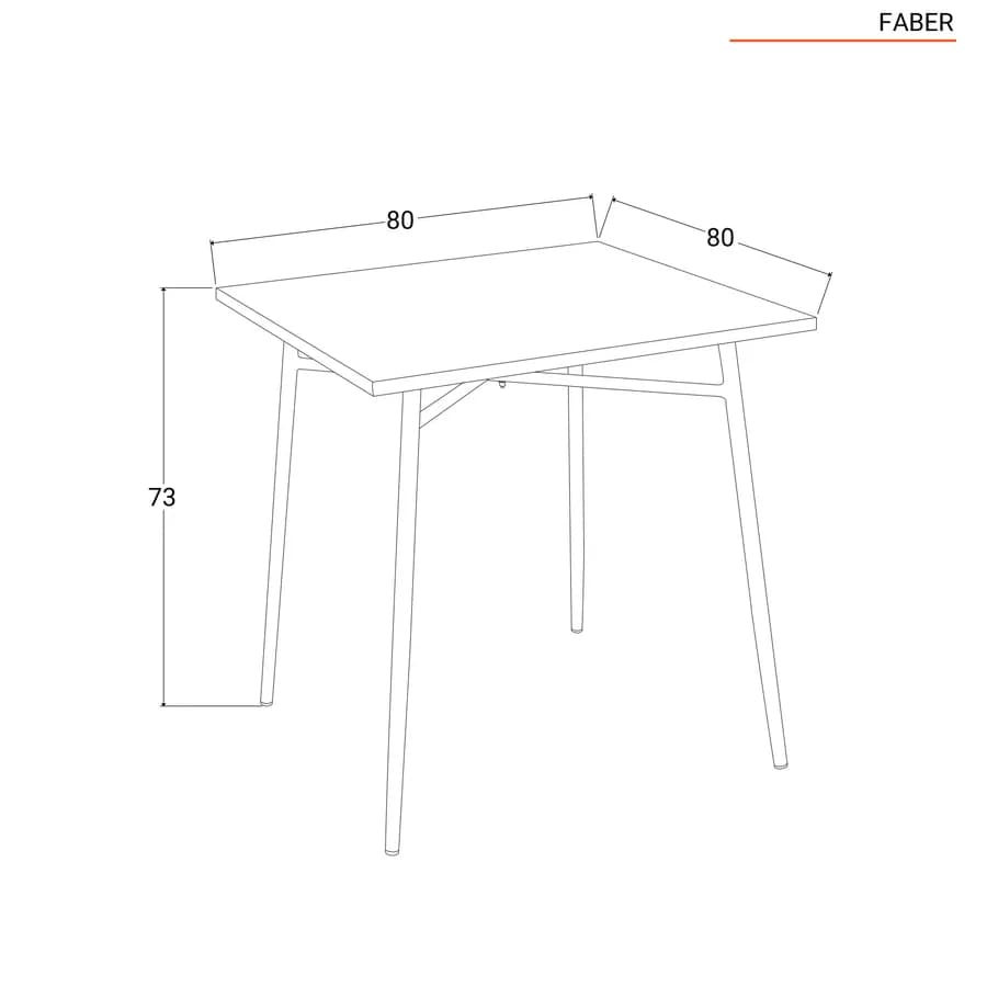 Set pranzo tavolo 80x80 cm e 4 sedie in acciaio nero - Faber
