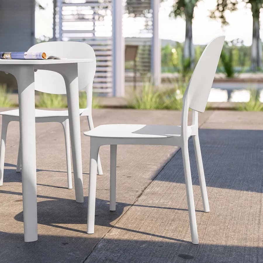 Set pranzo da giardino con tavolo 80x80 cm e 4 sedie in polipropilene bianco - Qalis