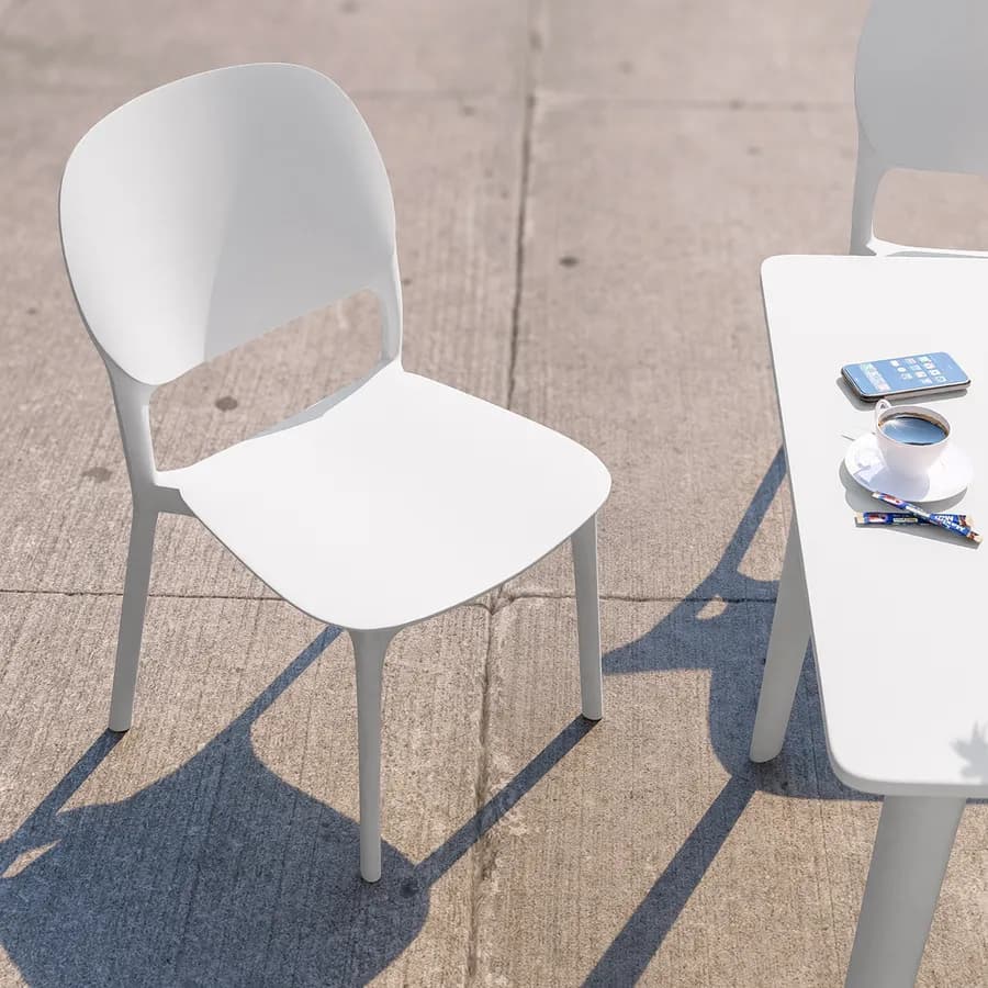Set pranzo da giardino con tavolo 80x80 cm e 4 sedie in polipropilene bianco - Qalis