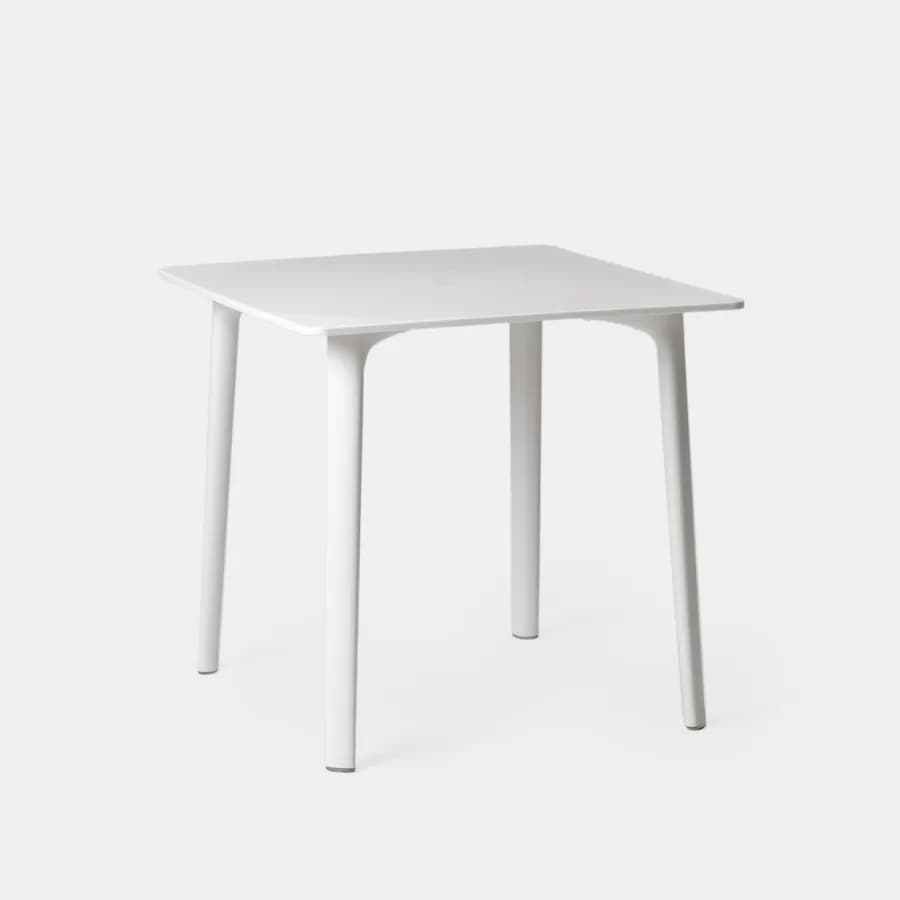 Set pranzo da giardino con tavolo 80x80 cm e 4 sedie in polipropilene bianco - Qalis