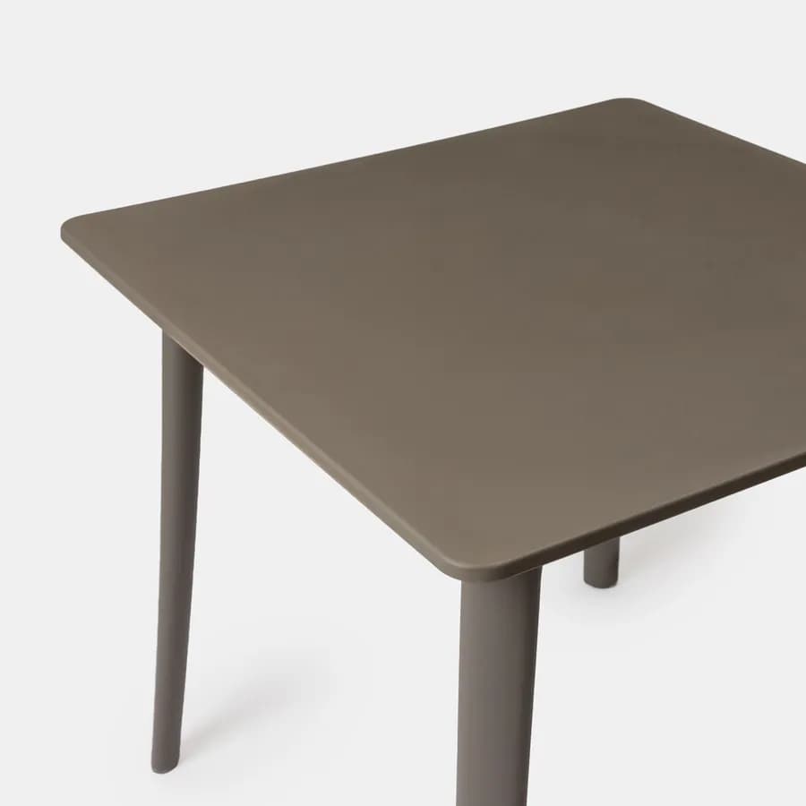 Set pranzo da giardino con tavolo 80x80 cm e 4 sedie in polipropilene cacao - Qalis