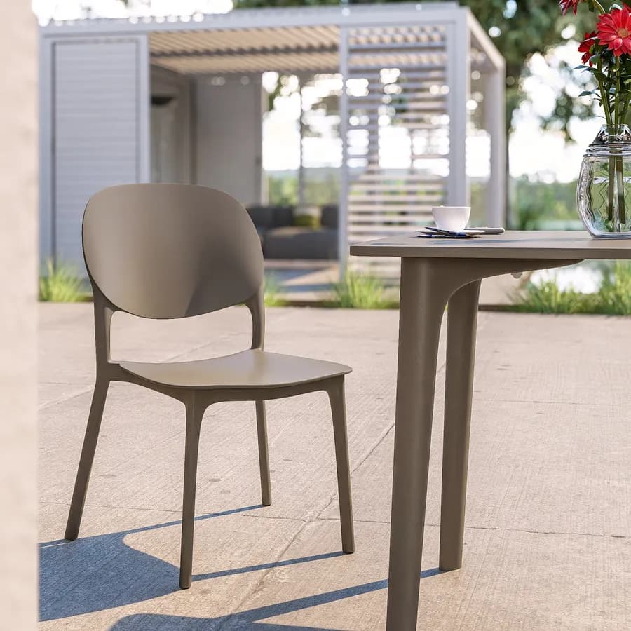 Set pranzo da giardino con tavolo 80x80 cm e 4 sedie in polipropilene cacao - Qalis