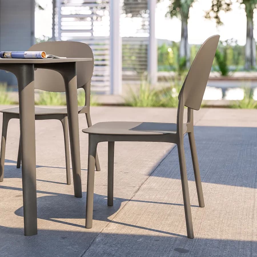Set pranzo da giardino con tavolo 80x80 cm e 4 sedie in polipropilene cacao - Qalis