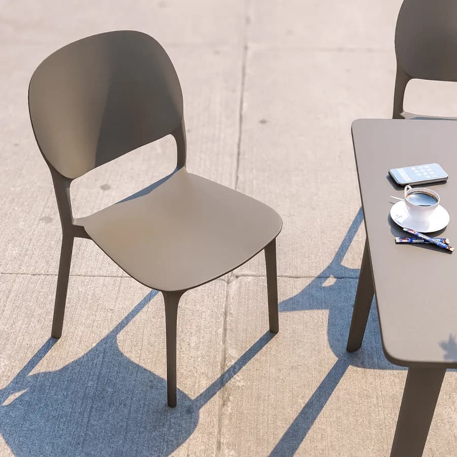 Set pranzo da giardino con tavolo 80x80 cm e 4 sedie in polipropilene cacao - Qalis